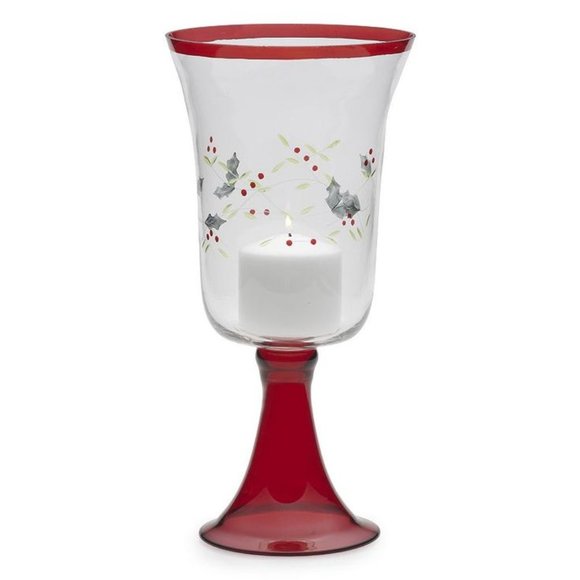 Winterberry 14" Hurricane Glass Candle Holder - Picture 1 of 1